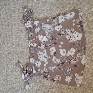 Le Lis Taupe Floral Off-Shoulder Blouse